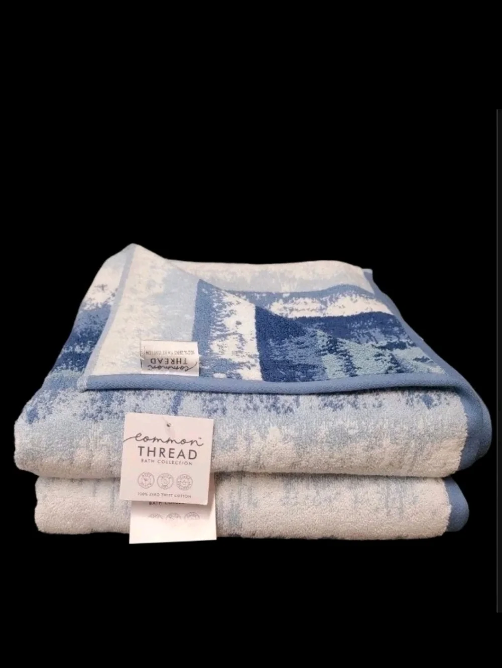 8pc Max Studio Cotton Bath Hand Washcloth Towel Set Blue White Ombre NEW